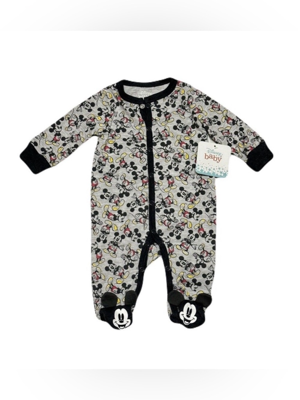 NEW Disney Baby Infant Size 3 Months 3M Mickey Mouse Snap Up Bodysuit Pajama